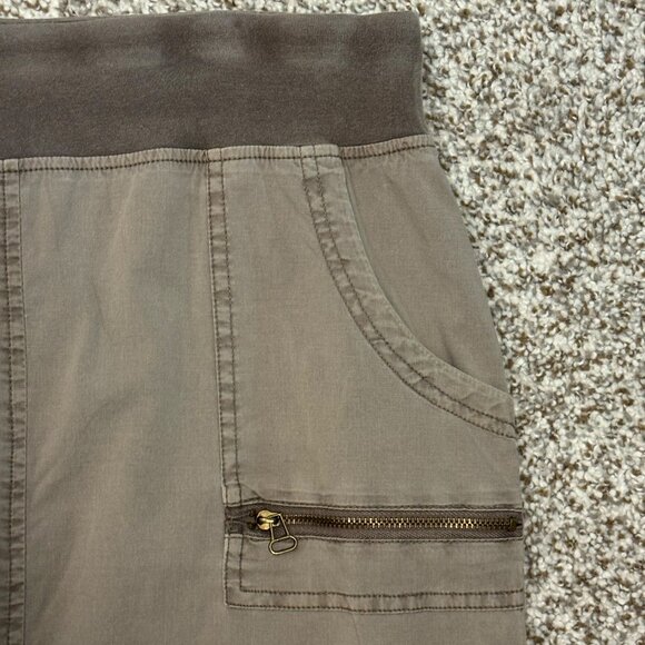 XCVI Midi Gray Beige Cargo Ruched Cotton Skirt Women’s Large - Picture 5 of 7